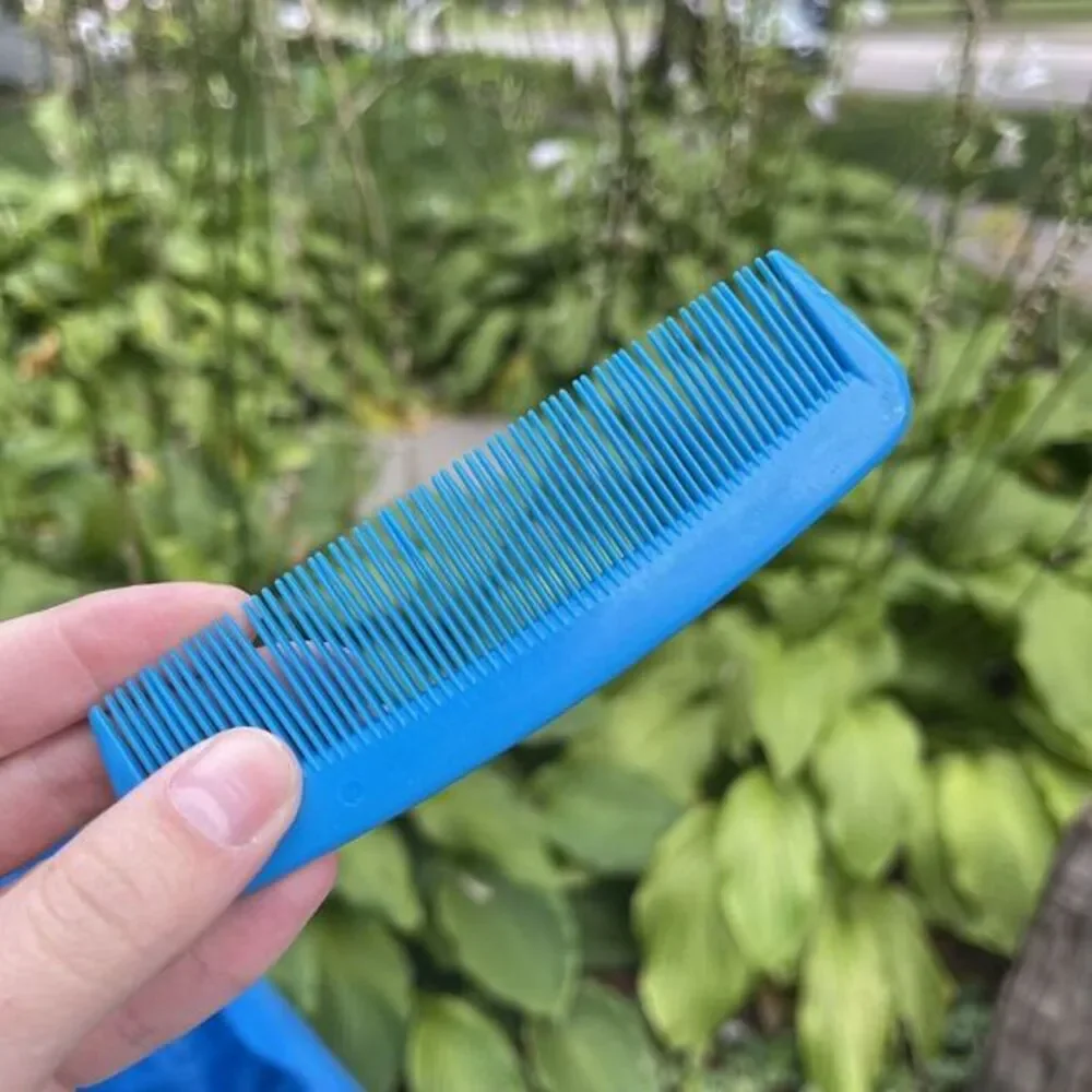 Vintage Blue Plastic Hair Comb USA Wide‎ Purse Pocket Unbreakable USED